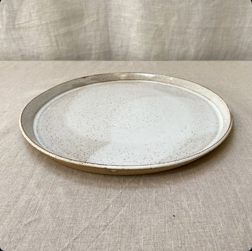 Plate - Large, Glossy White Speckled