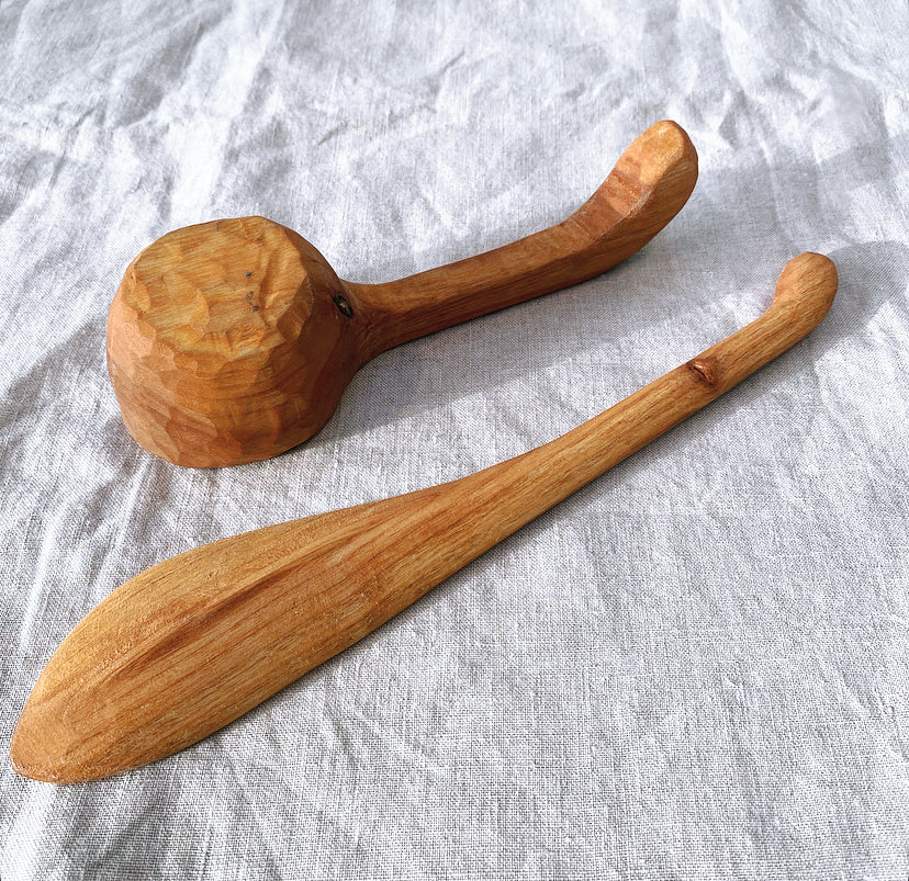 Hand Carved Wooden Scoop & Spatula Bundle