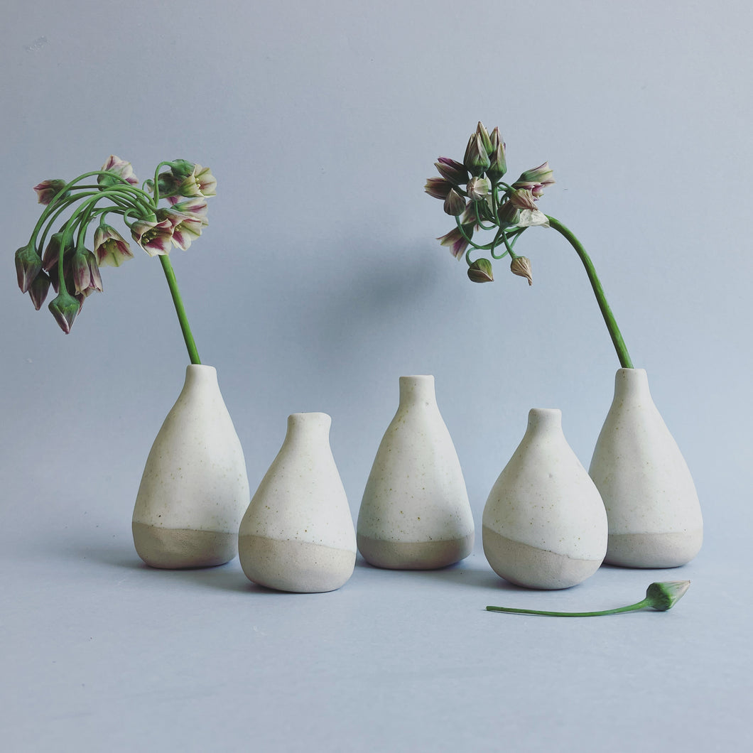 Bundle of five mini bud vases