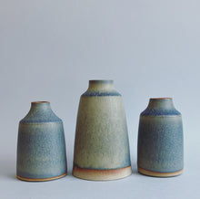 Load image into Gallery viewer, Trio of blue / green vases
